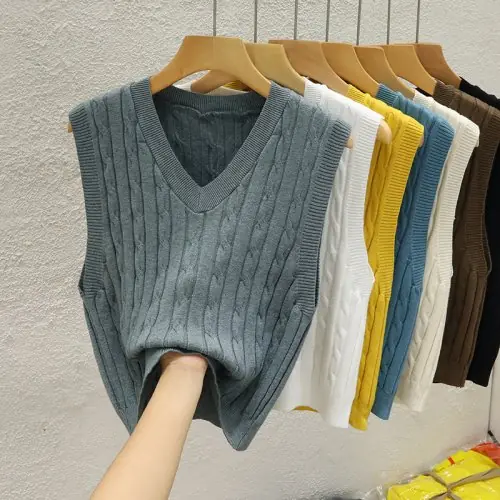 Image de Gilet Tricoté Femme Col V Sans Manches