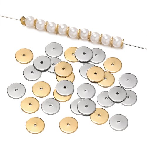 Afbeelding van 50 stks/pak Rvs 4/5/6/8/10mm Platte Ronde Losse Spacer kralen Voor DIY Sieraden Ketting Armbanden Maken Accessoires