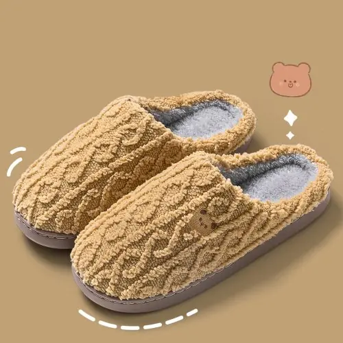 Image de Pantoufles Hiver Femme - Douces & Chaudes en Coton Fourrure