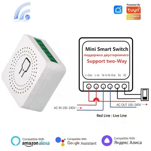 Zdjęcie Tuya Mini 16A Przełącznik WiFi Aplikacja Smart Life 2-drożne sterowanie Inteligentny moduł automatyki domowej Przerywacz Współpracuje dla Alexa Google Home