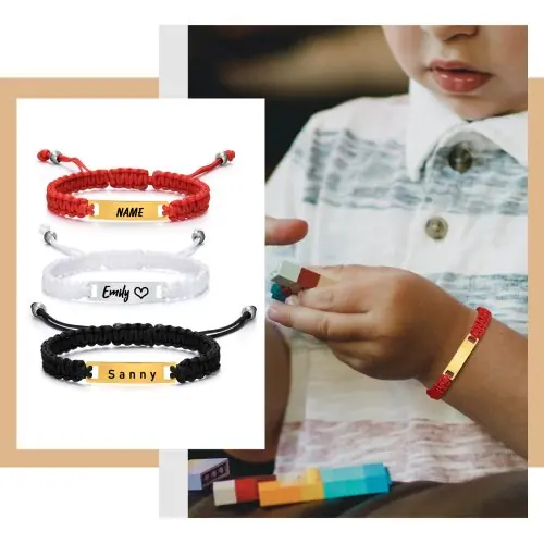 Image de Bracelet Personnalisé Enfant - Nom Gravé & Réglable