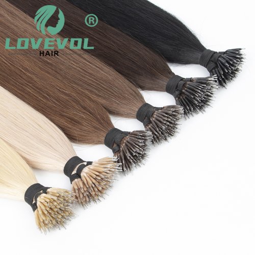 Immagine di Estensioni Capelli Umani con Anello Micro perline Europee – 100 pz e 50 pz, 32 Colori, Filo Dritto Nano, 0.5g-1g, Estensioni Naturali per Capelli Lunghi
