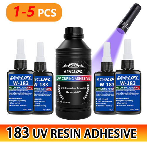 Zdjęcie Zestaw do klejenia i zgrzewania żywicą UV – 50g i 1000g, z lampą UV, do DIY biżuterii, szkła i metali, szybkie utwardzanie w 1 minutę