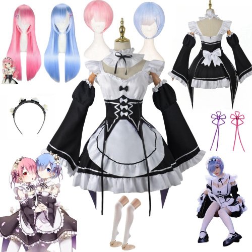 Bild von Anime Ram Rem Maid Cosplay Re Life In A Different World From Zero Kostüme Frauen Loli Kleid Halloween Party Anzug