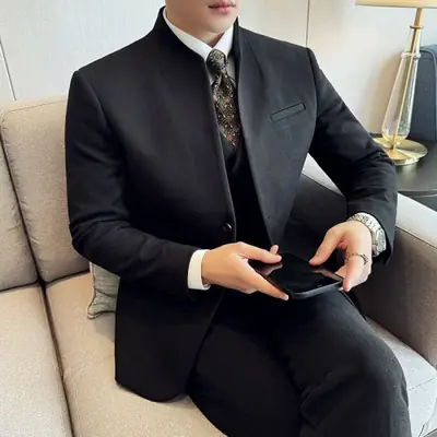 Image de Costume Homme Coréen Élégant Coupe Cintrée