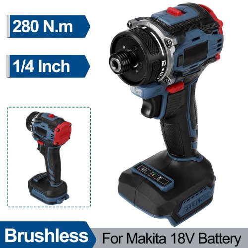 Afbeelding van Draadloze Borstelloze Elektrische Schroevendraaier met 21+1 Versnellingen en 4000 RPM - Compatibel met Makita 18V Batterij