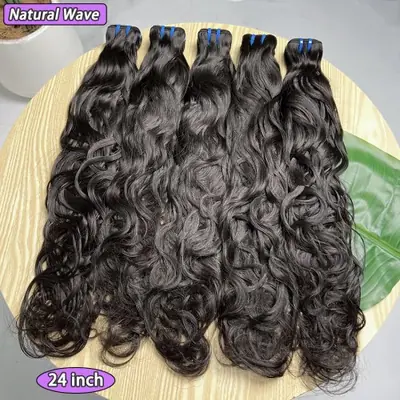 Image de Cheveux Naturels Ondulés 18" - Extensions Vierges Noires