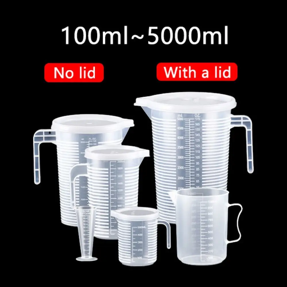 Zdjęcie 100-5000 ml zagęszczony plastikowy kubek pomiarowy ze skalą kubek pomiarowy klasy spożywczej eksperymentalny kubek pomiarowy zlewka plastikowy kubek