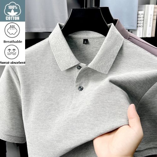 Afbeelding van Heren Poloshirt van 100% Katoen - Zomerse Casual T-Shirt met Ademende Stof, Beschikbaar in 19 Kleuren, Ideaal voor Golf, Sport en Zakelijk Casual, Zijdeachtige Afwerking