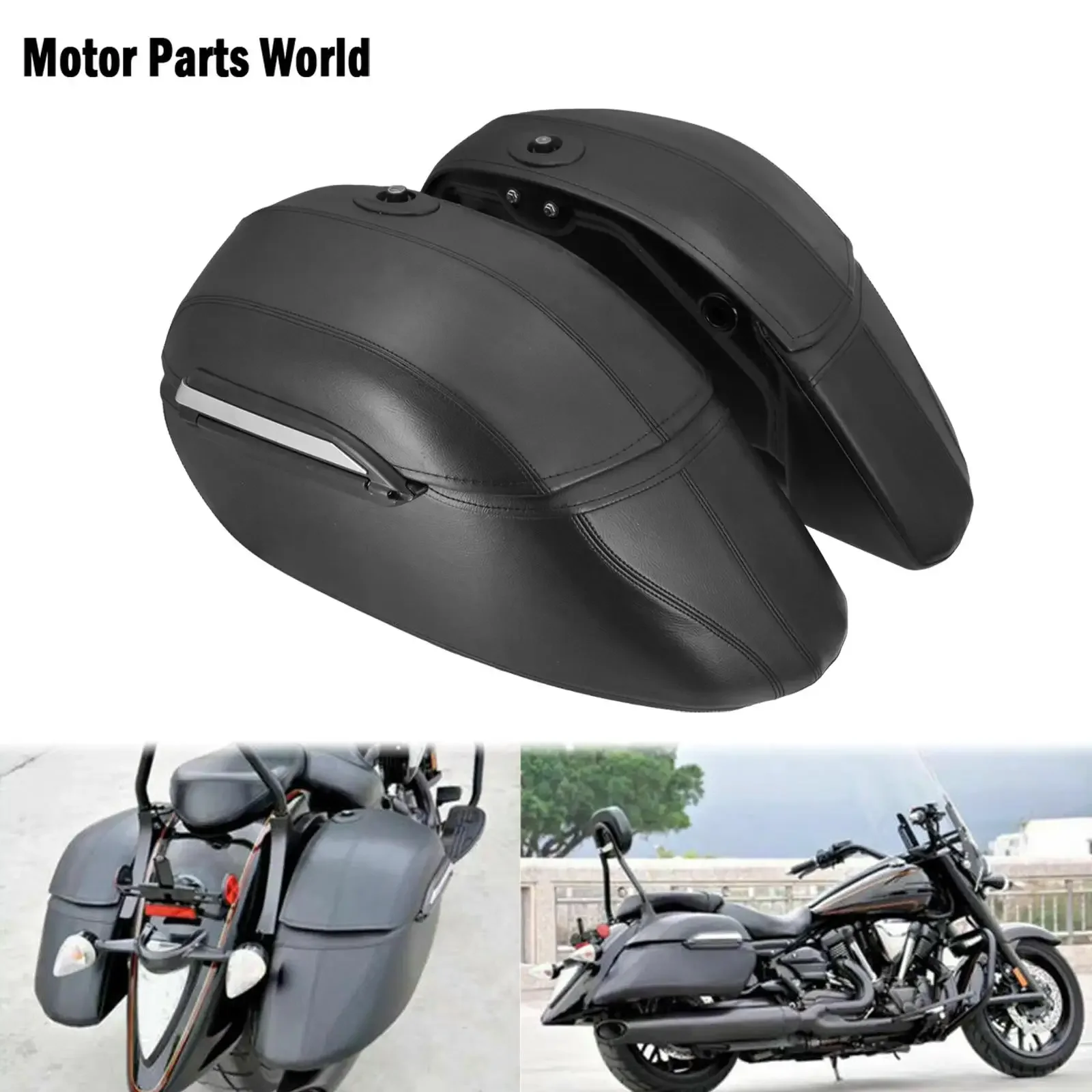 Image of Universal 42L Classic Hard Saddlebags with Secure Mounting System – Durable Motorcycle Luggage for Harley, BMW R1200GS, R1250GS, Suzuki DS400, Honda Shadow 400 & 750