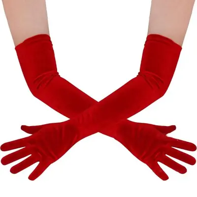 Image de Gants Élégants Noirs en Velours - Style Rétro pour Femmes