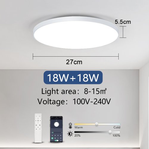 Imagen de Lámpara de techo Led inteligente 36W 50W luces de techo Led modernas regulables con Control remoto por aplicación para dormitorio y sala de estar