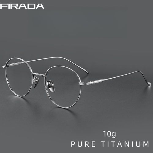 Image of Elegant Round Pure Titanium Eyeglasses – Vintage Fashion Frames for Men and Women with Comfortable Fit and Premium Quality