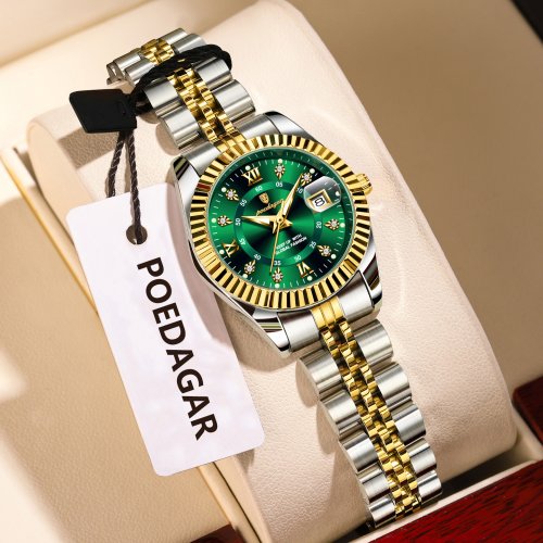 Image of Elegant Women's Stainless Steel Quartz Watch with Luminous Dial, Date Display, and Waterproof Design – Timeless Fashion for Modern Ladies