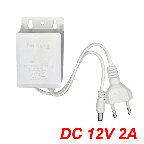 Imagen de Adaptador de Corriente AC 110-240V a DC 12V 2A, Cargador Impermeable para Exteriores, Convertidor Universal Europeo para Tiras LED