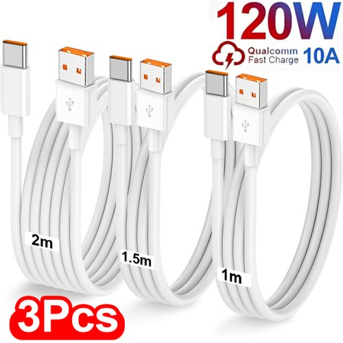 Image of Ultra-Fast 120W USB-A to USB-C Charging Cable with 10A Current Support – High-Speed Data Transfer & Durable Design for Samsung, Xiaomi, Huawei Devices
