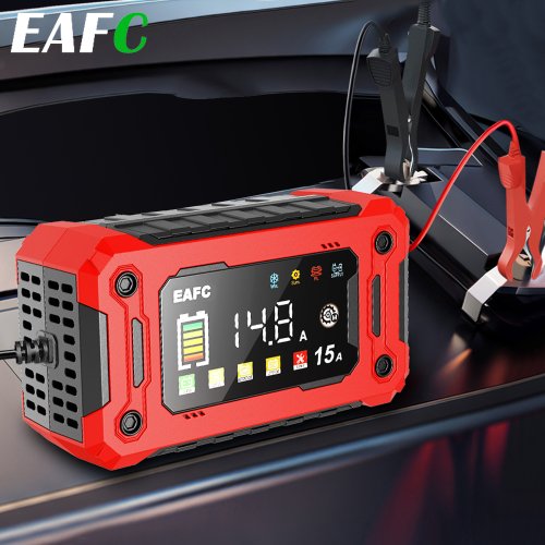 12V 8A /12V 15A auto-acculader |   One-Touch pulse-reparatie en automatische start |   Alles-in-één snellader voor auto, motorfiets, vrachtwagen