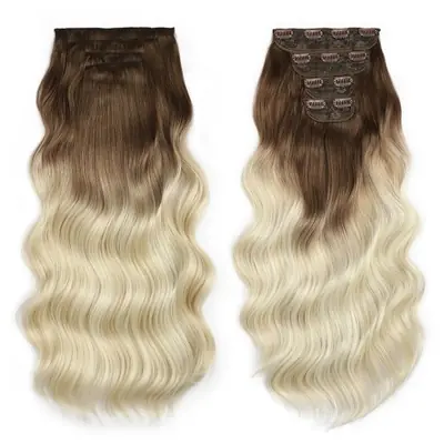 Image de Extensions Cheveux Synthétiques 22" - Ondulées Naturelles & Clip-in