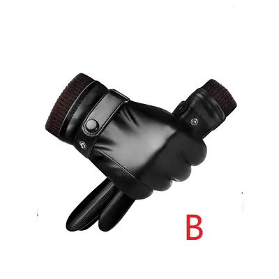 Image de Gants Homme Noir Cuir PU Conduite Écran Tactile Hiver