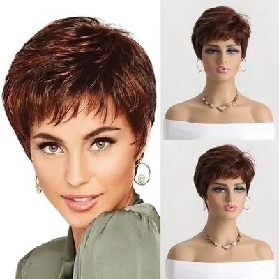 Image de Perruque Brune Bouclée 10" - Naturelle & Résistante à la Chaleur