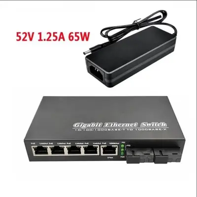 Image de Commutateur PoE 4 Ports + 2 Fibres - Gigabit Ethernet 65W