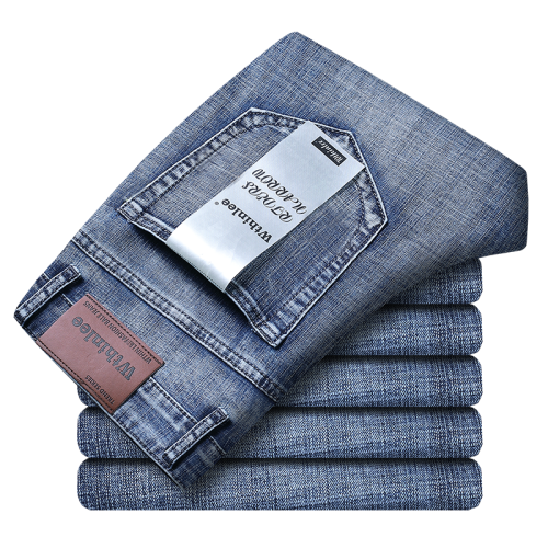 Afbeelding van Klassieke Blauwe Herenjeans met Rechte Pasvorm - Comfortabele Stretch Denim Broek van Wthinlee voor Dagelijks Gebruik, Maat 28-40