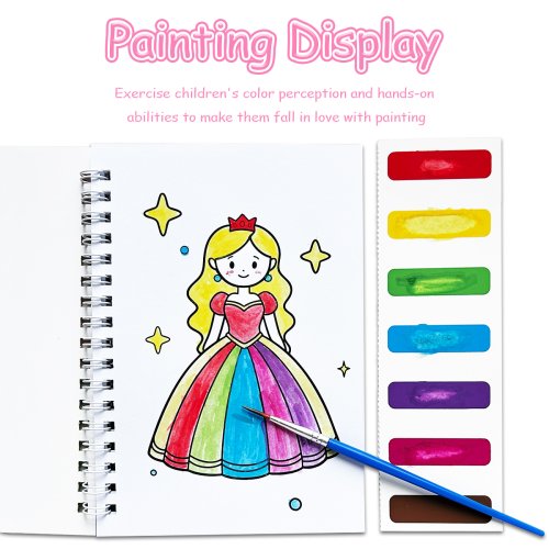 Afbeelding van Compleet kinderschilderset van 24 delen met aquarelverf, penselen en thematische tekenboekjes over voertuigen en creatieve onderwerpen