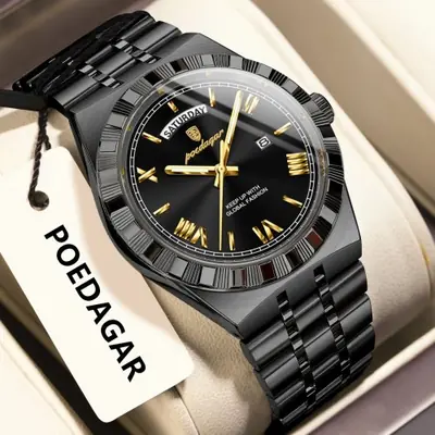 Image de Montre Homme Luxe Quartz Étanche - Acier Inoxydable & Lumineuse