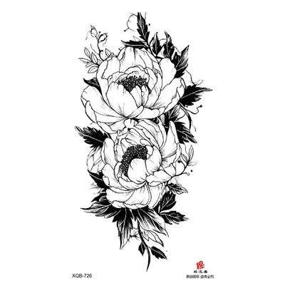 Image de Tatouage Temporaire Fleur Noire & Papillon Rose - Étanche & Lavable