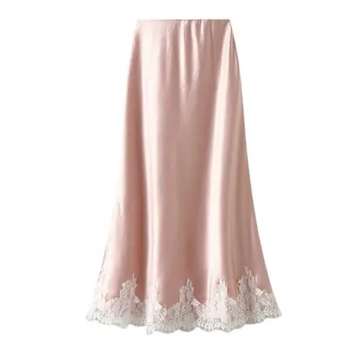 Image de Jupe Sirène Élégante en Satin avec Dentelle - Style Français