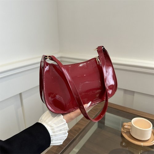 Retro PU Lederen Schoudertas met Onderarmband voor Dames – Elegante Casual Handtas in Effene Kleur