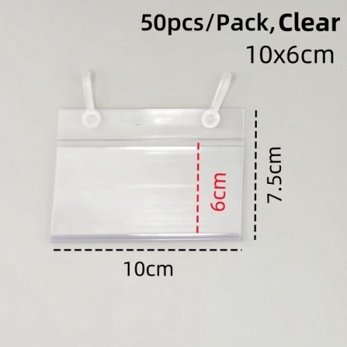 Immagine di 1 confezione di espositori in plastica PVC cartello prezzo etichetta carta promozione fibbie appendere su scaffale a rete scaffale per cestini negozi