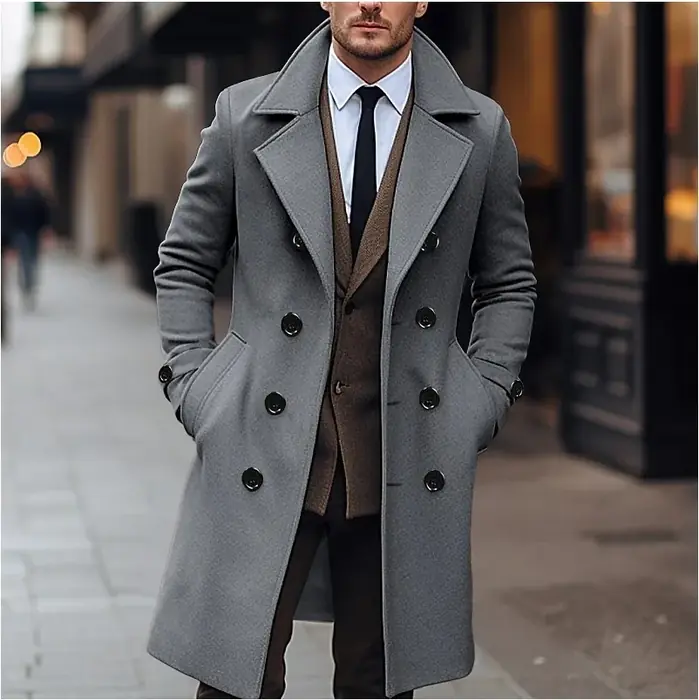 Image de Manteau Homme Élégant en Laine Automne-Hiver