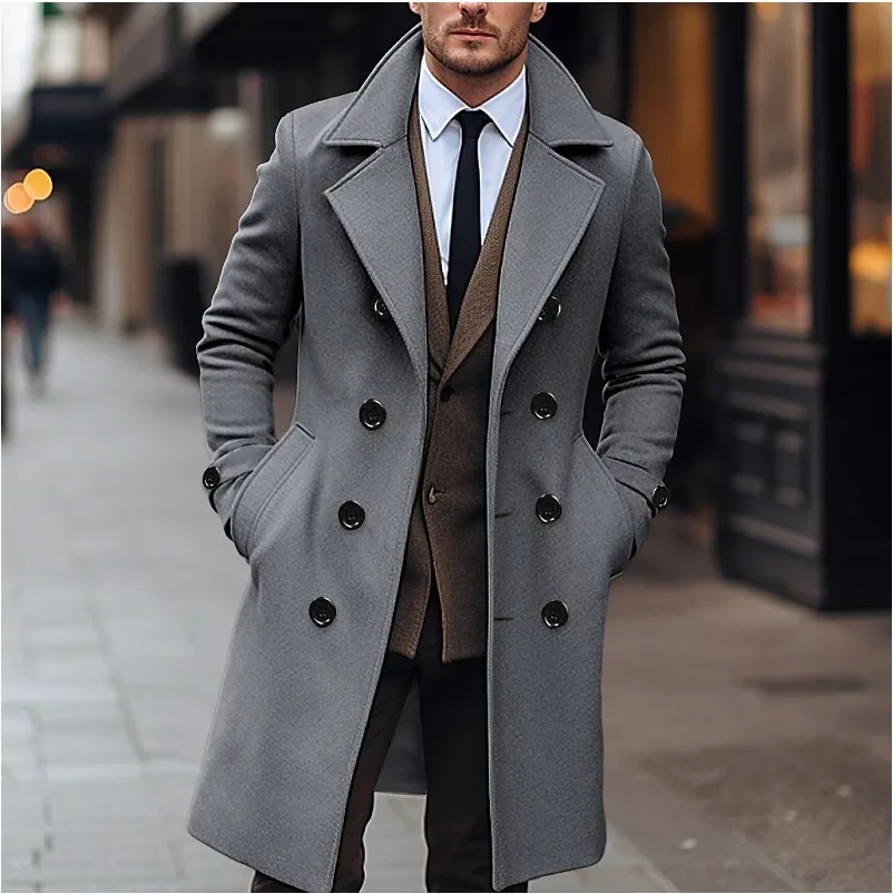 Immagine di Cappotto in Lana Casual per Uomo – Stile Elegante per Autunno e Inverno
