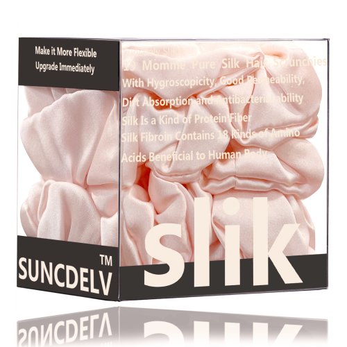 Immagine di 3 pezzi 100% pura seta di gelso Scrunchies per capelli fascette per capelli in seta fasce per capell...