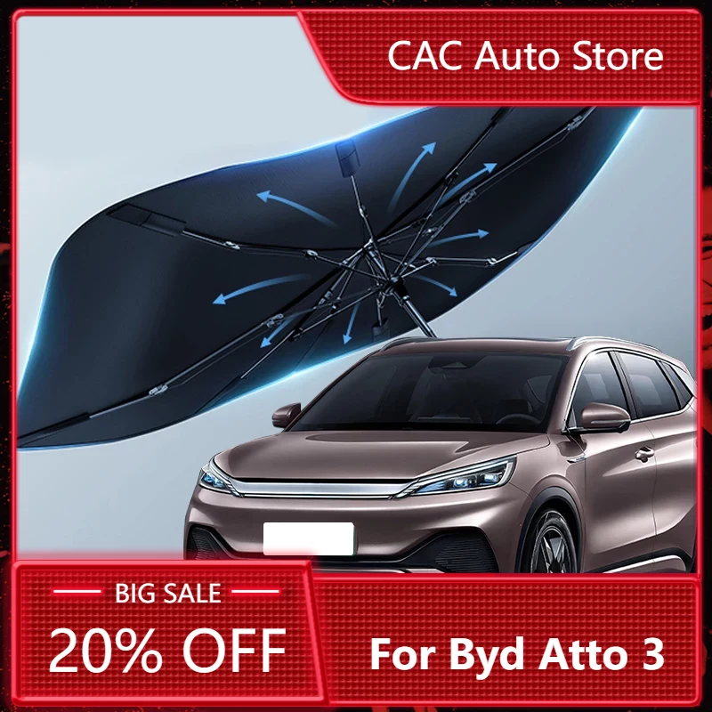 Imagen de Sombrilla protectora para el parabrisas del coche, Parasol de verano, accesorios de protección para el Interior del parabrisas, para Byd Atto 3 2023