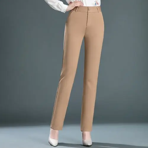 Image de Pantalon Taille Haute Élastique - Style Décontracté & Mode Femme