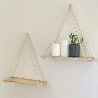 Image de Étagère Murale Flottante en Chanvre & Bois - Déco Naturelle