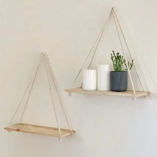 Image de Étagère Murale Flottante en Chanvre & Bois - Déco Naturelle