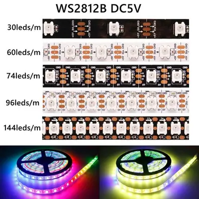 Image de Bande LED RGB WS2812B - Contrôle Individuel des Pixels