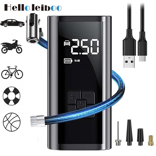 Image of Portable Air Compressor for Car Tires, Fast Tire Inflator with Digital Pressure Gauge – Ideal for Cars, Motorcycles, Bicycles, and Sports Balls