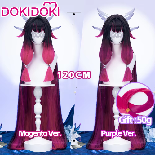 Afbeelding van 120 cm Columbina Pruik voor Genshin Impact Cosplay - Dokidoki Fatui Harbinger Kostuum, Vrouwelijke Halloween Pruik met Gratis Cap