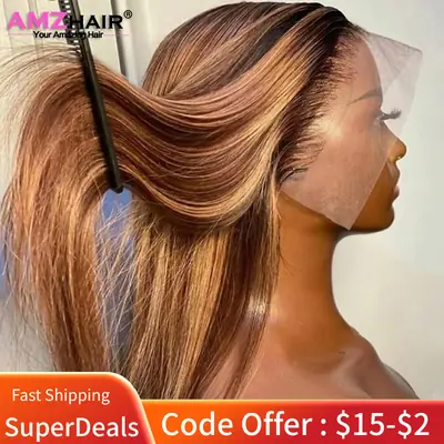 Perruque HD Dentelle Avant - Cheveux Humains Miel Blond Droit