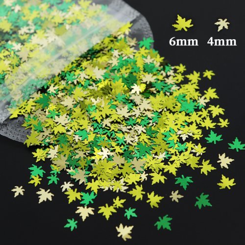 Afbeelding van Holografische Epoxyhars Vulling met Esdoornblad Pailletten in Goud en Zilver Glitter – DIY Sieraden Maken Benodigdheden voor Creatieve Oorbellen