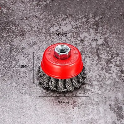 Image de Roue de Meulage en Fil d'Acier Torsadé M14 - Ébavurage Précis