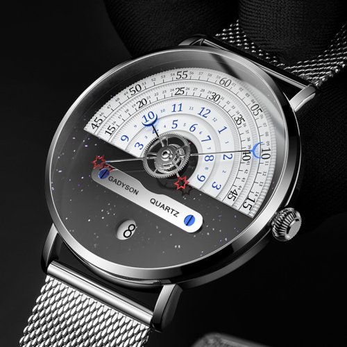Immagine di Orologio da Uomo Business di Design Unico con Data Automatica, Cinturino in Acciaio Inossidabile, Movimento al Quarzo – Elegante Orologio da Polso per Uomini Moderni