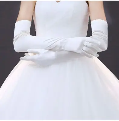Image de Gants Longs Satin Mariage Élégants