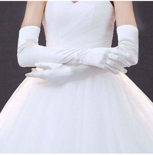 Imagen de Guantes de Novia Largos de Satén Elegantes
