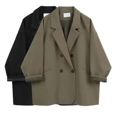 Image de Blazer Oversize Noir - Style Coréen Chic & Décontracté