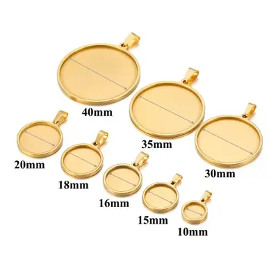 Image de Bases rondes en acier inoxydable pour pendentifs - 5 pcs